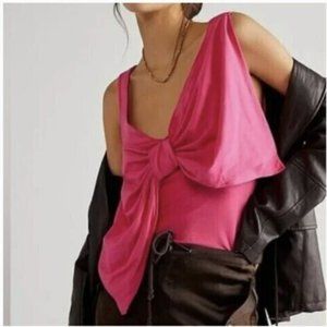 FREE PEOPLE Sleeveless Bow Tank‎ Top Women's Size S Color Pink